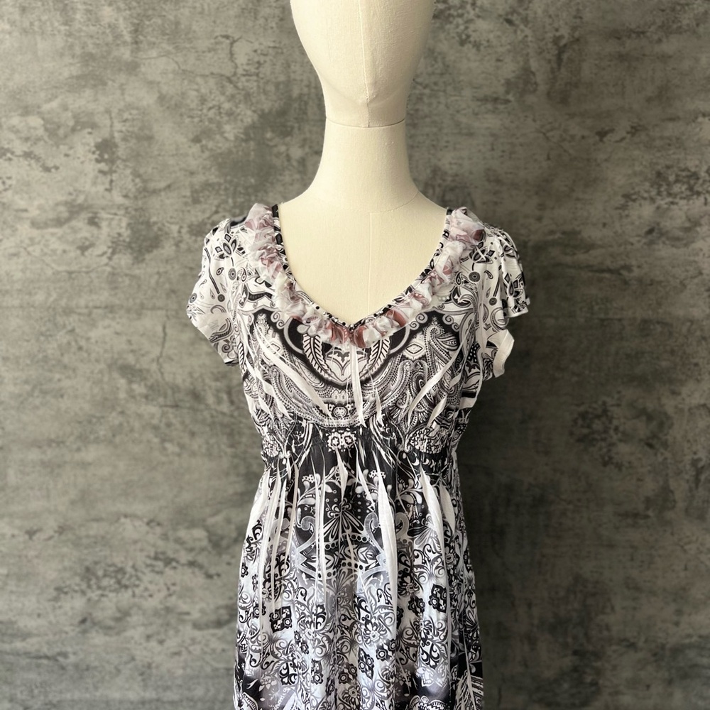 Unity World Wear Black Ruffled Fitted Blouse